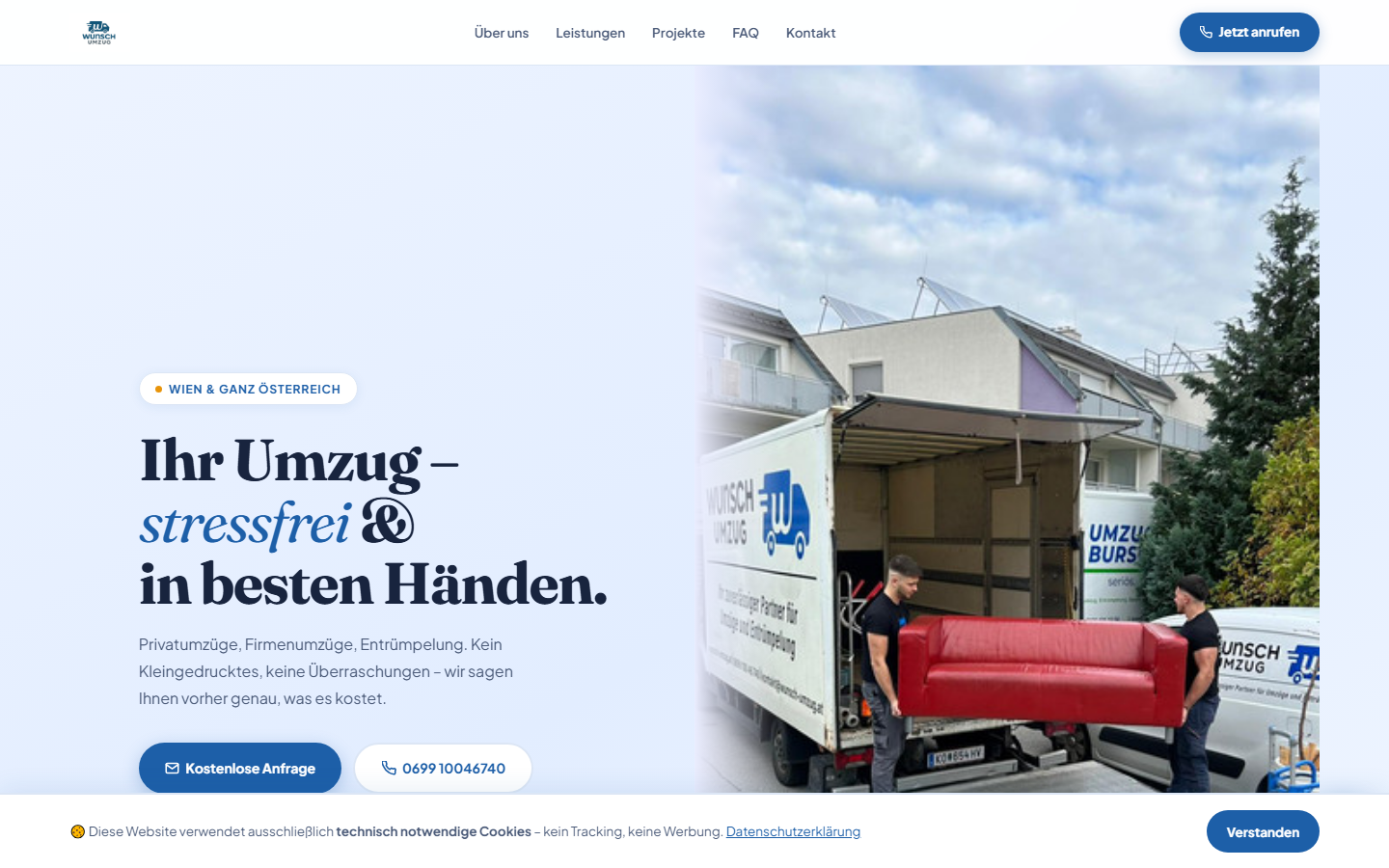 Von MAKEUSGROW gebaute Website für Wunsch-Umzug